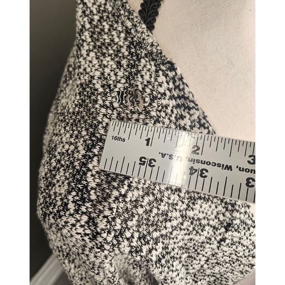 Lace Back Boho Cardigan Open Front Knit Black White Crochet Med - Picture 9 of 10